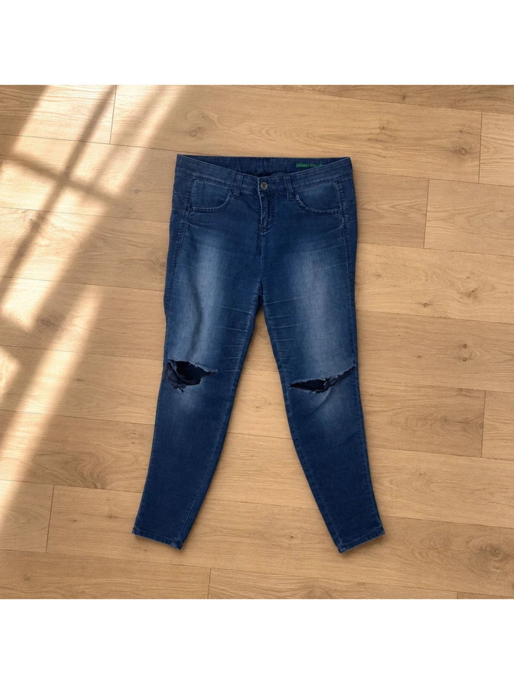 Benetton Skinny Pin Up Distressed Skinny Jeans Medium Wash Size 28